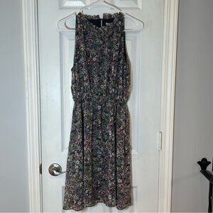 H&M Dark Floral Print Sleeveless Halter Dress Size 8